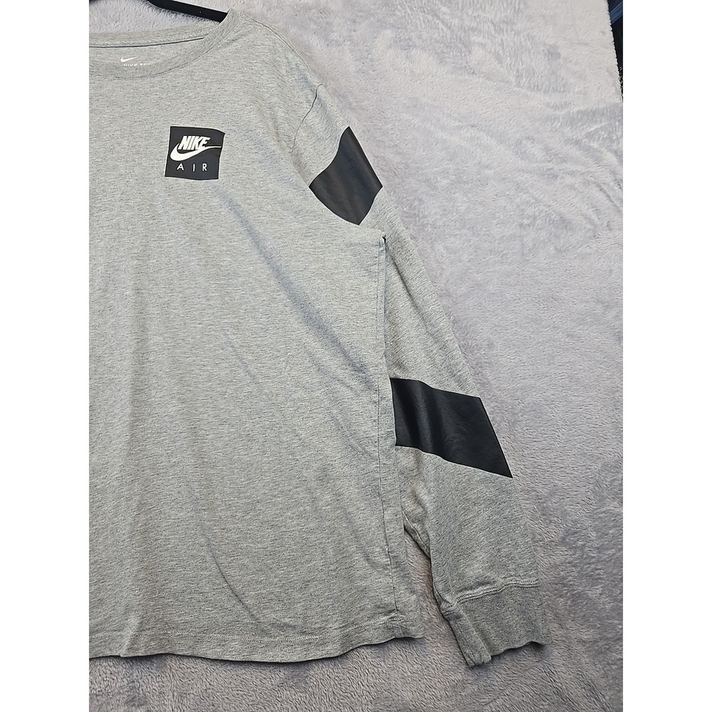 Nike Shirt Nike Air Logo Striped Long Sleeve Athletic Cotton Tee Mens XXL Gray‎ - Picture 4 of 11